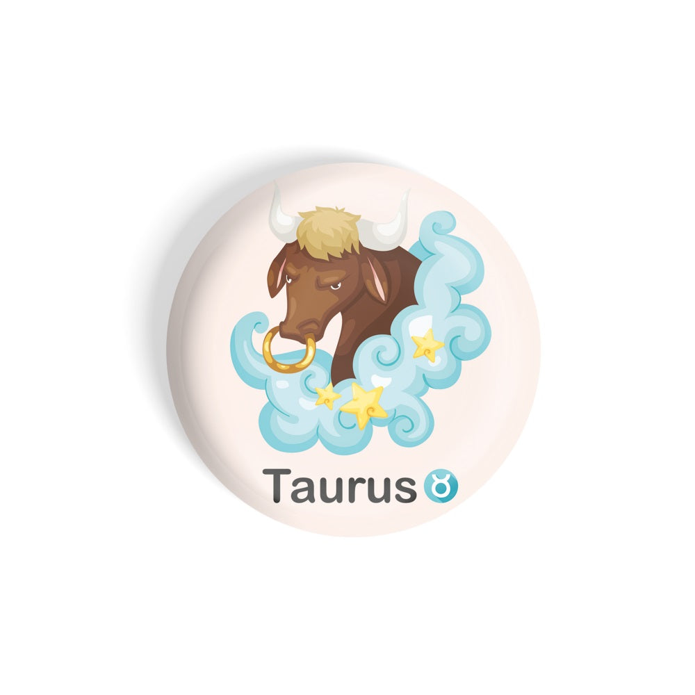 dhcrafts Round Fridge Magnet Pink Color Cute Zodiac Sign Taurus D3 Glossy Finish Design Pack of 1 (58 mm)